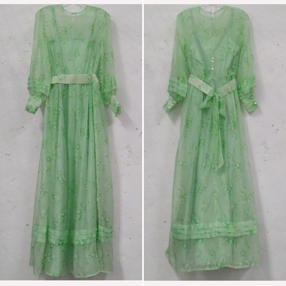 Vintage Dresses & Skirts - Vintage Mint Green Dress Kentucky Derby Style